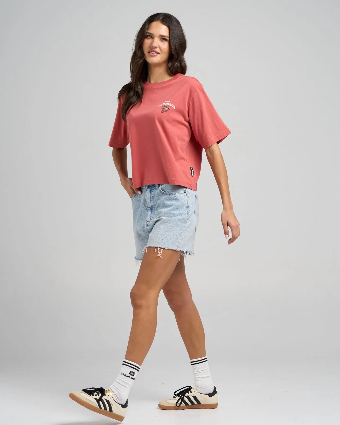 THE MAD HUEYS PIRATES LIFE BOXY TEE WOMENS RELAXED GRAPHIC TSHIRT DUSTY ROSE