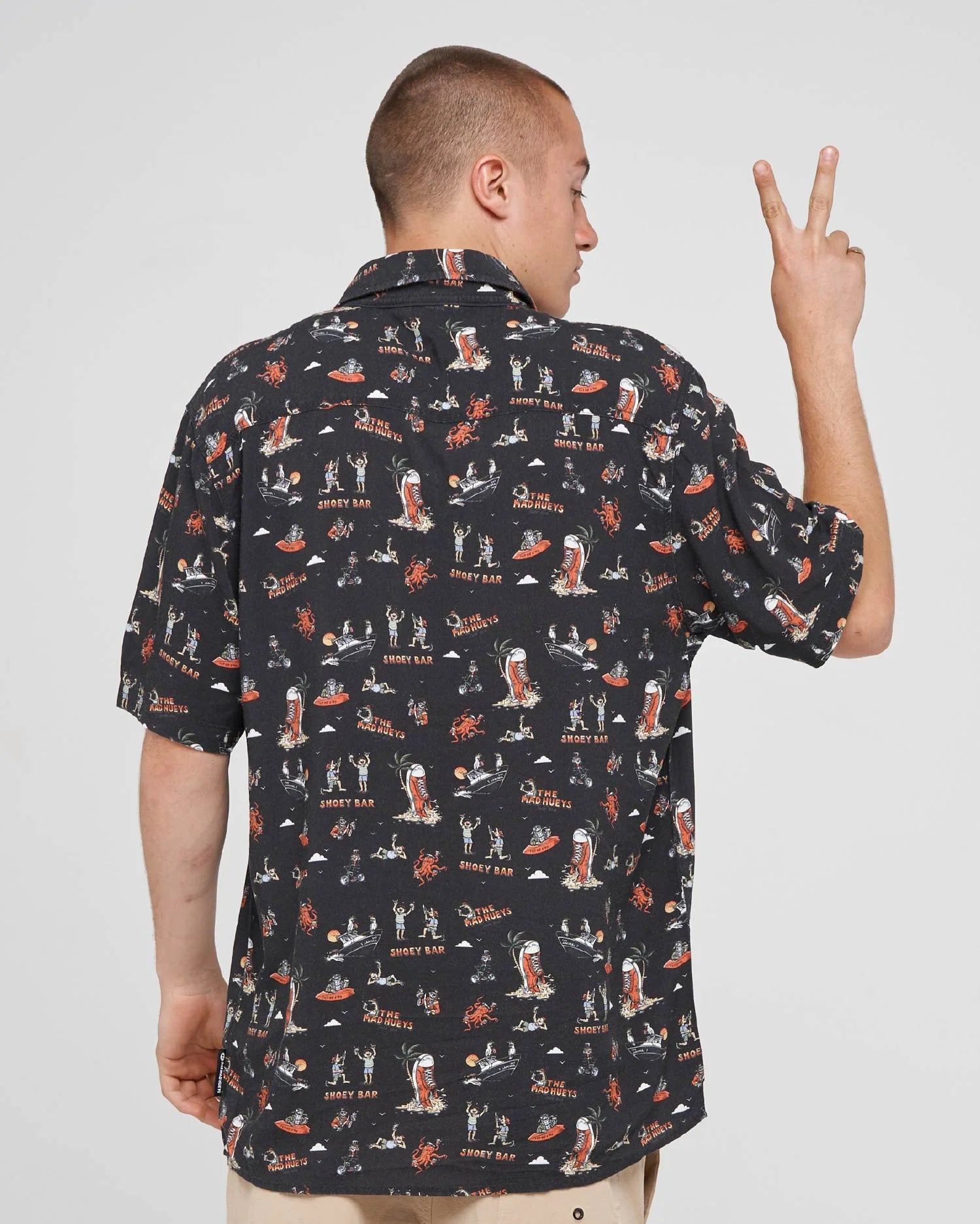 THE MAD HUEYS SHOEY BAR SS WOVEN SHIRT – VINTAGE BLACK