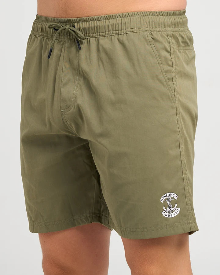 THE MAD HUEYS SKULL ANCHOR 18" VOLLEY SHORT – OLIVE