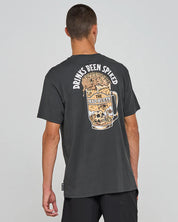 THE MAD HUEYS SPIKED DRINK MENS SHORT SLEEVE T SHIRT GRAPHIC SURF TEE VINTAGE BLACK