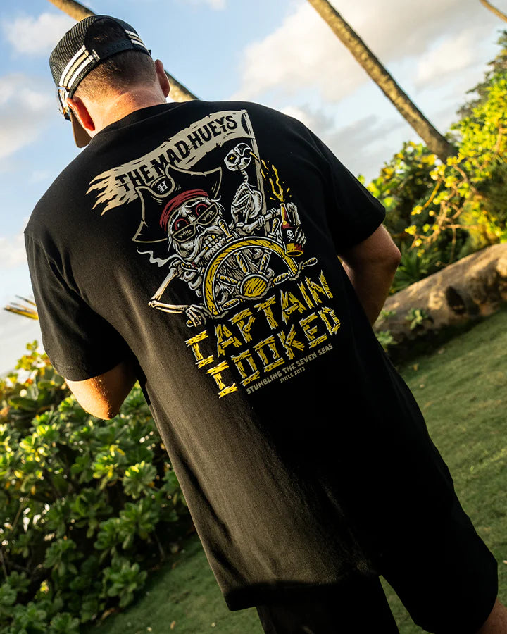 THE MAD HUEYS STUMBLING CAPTAIN COOKED SS TEE MENS GRAPHIC TSHIRT BLACK
