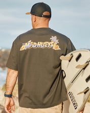 THE MAD HUEYS SURFING HUEYS OVERSIZED SS TEE – VINTAGE BLACK