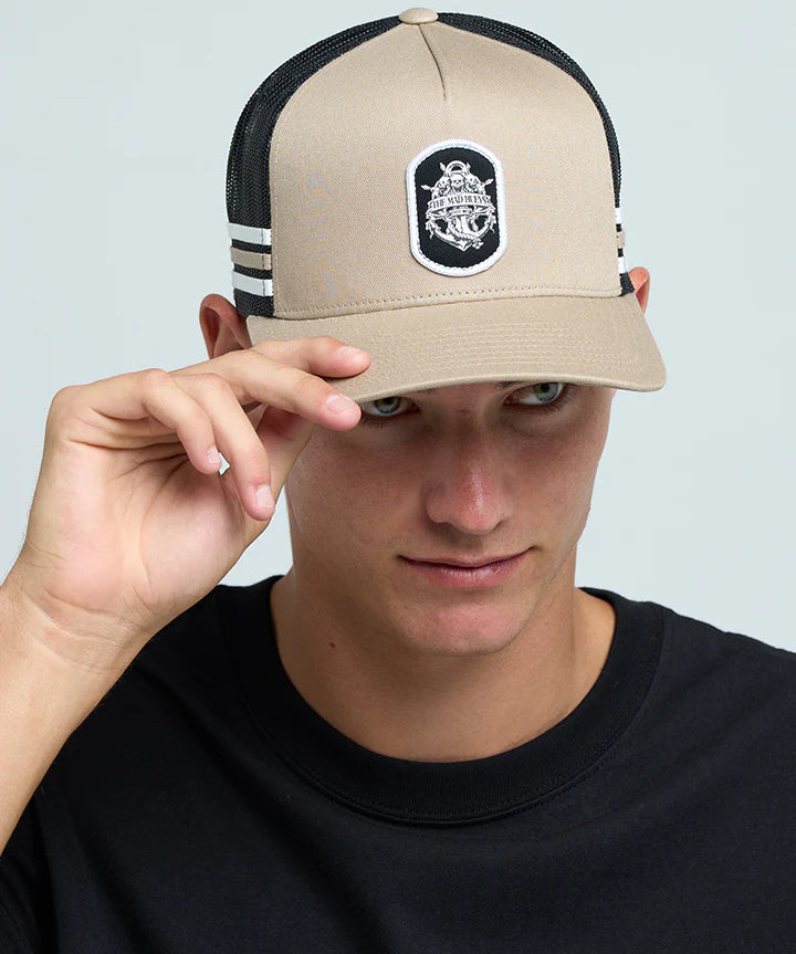 the-mad-hueys-triple-anchor-mens-trucker-cap-tan-bodhi-surf.webp