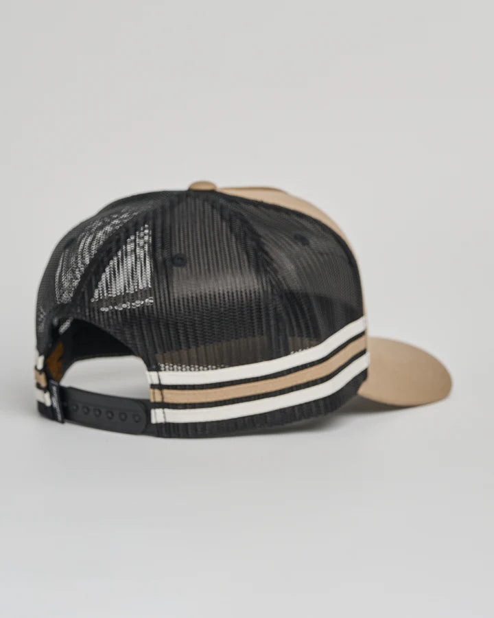 THE MAD HUEYS TRIPLE ANCHOR MENS TRUCKER CAP SNAPBACK FISHING SURF TAN