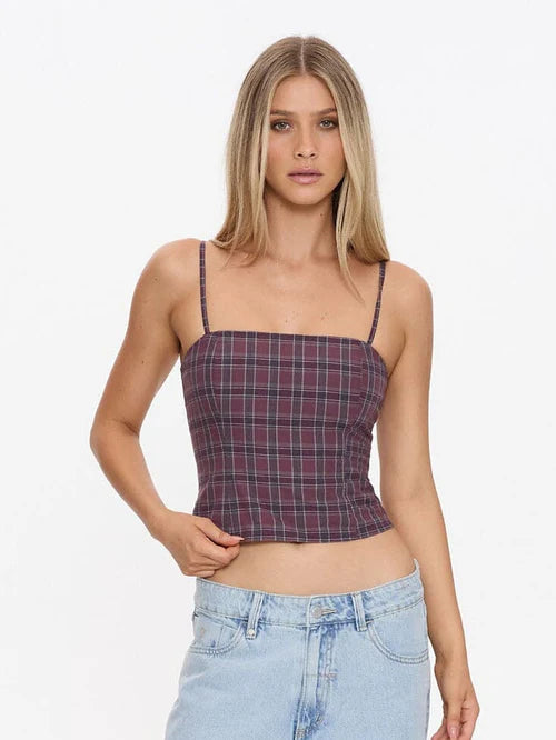 ALMIGHTY CHECK TOP - VINTAGE MAUVE