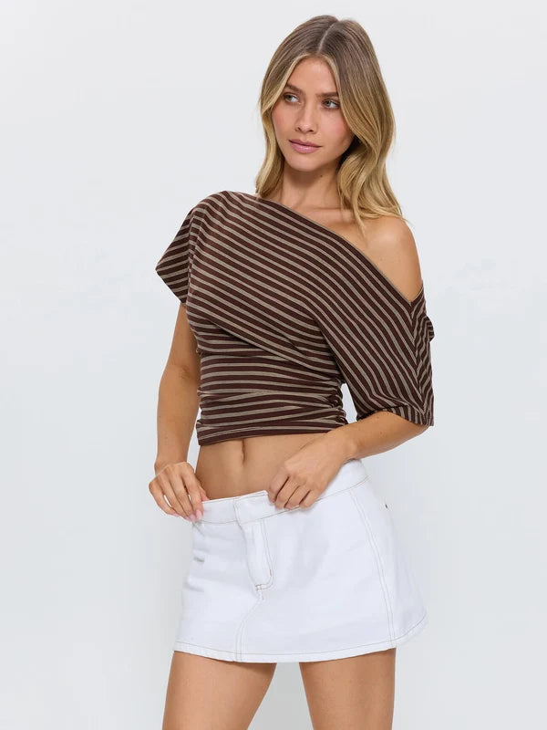 THRILLS BEST OF LUCK DEMI TOP – COCOA STRIPE