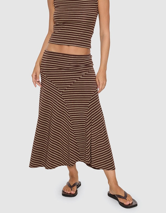 THRILLS BEST OF LUCK SIENNA MIDI SKIRT – COCOA