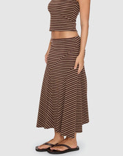 THRILLS BEST OF LUCK SIENNA MIDI SKIRT – COCOA