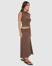 THRILLS BEST OF LUCK SIENNA MIDI SKIRT – COCOA