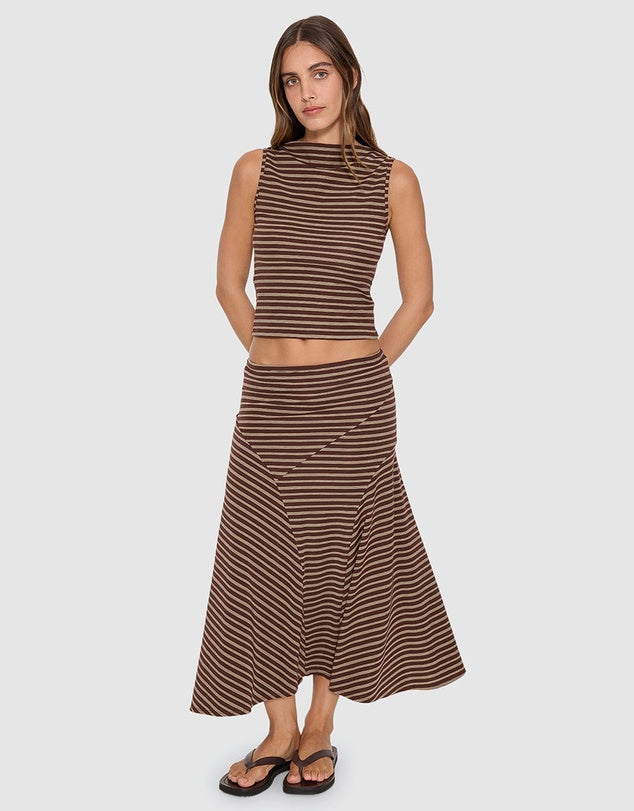THRILLS BEST OF LUCK SIENNA MIDI SKIRT – COCOA