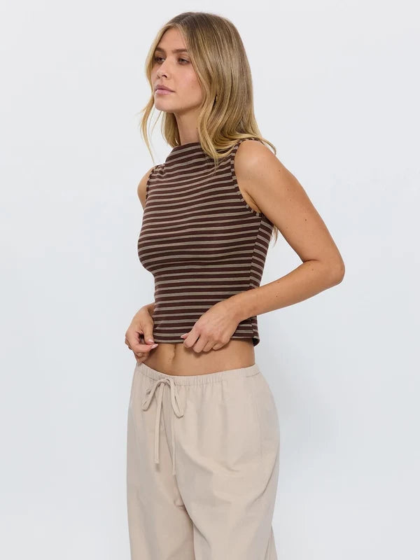 THRILLS BEST OF LUCK TANK – COCOA STRIPE