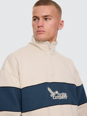 THRILLS BETWEEN CHAOS & CALM QUARTER ZIP FLEECE MENS SWEATER OATMEAL