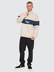 THRILLS BETWEEN CHAOS & CALM QUARTER ZIP FLEECE MENS SWEATER OATMEAL