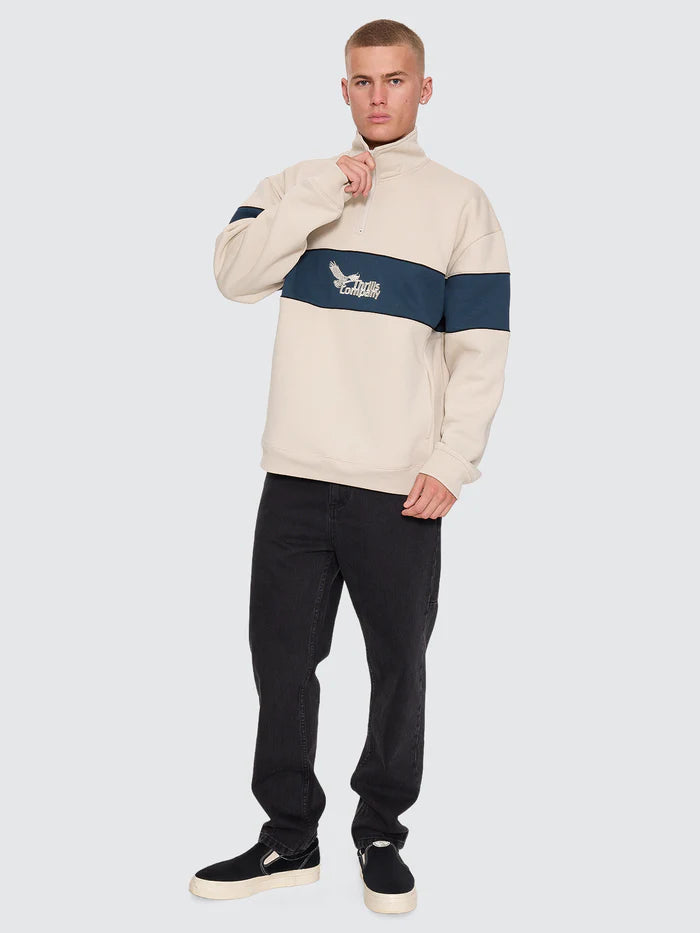 THRILLS BETWEEN CHAOS & CALM QUARTER ZIP FLEECE MENS SWEATER OATMEAL