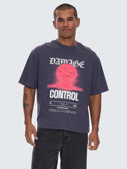 DAMAGE CONTROL BOX FIT OVERSIZE CROPPED TEE - EBONY