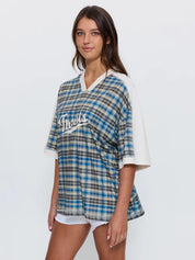 THRILLS DESERT REVERB V NECK OVERSIZED TEE – DUSTY BLUE