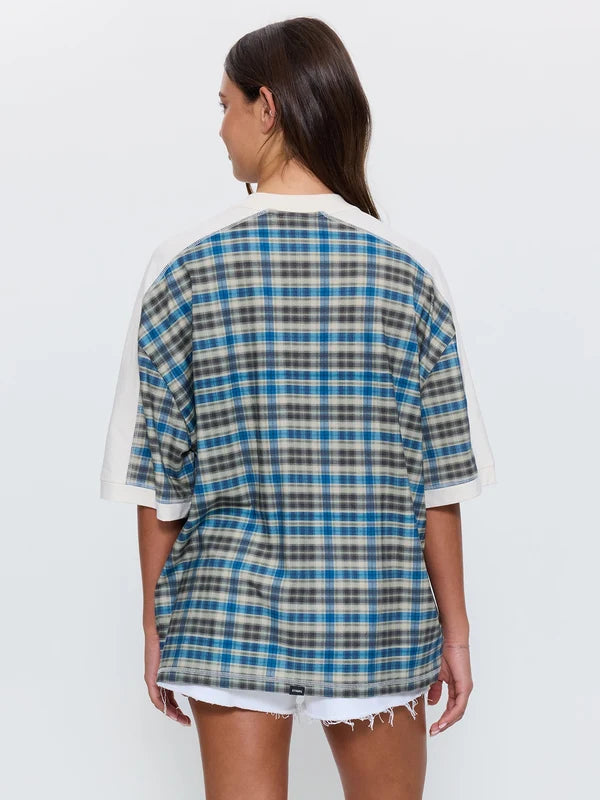 THRILLS DESERT REVERB V NECK OVERSIZED TEE – DUSTY BLUE