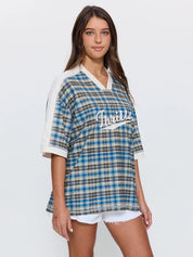 THRILLS DESERT REVERB V NECK OVERSIZED TEE – DUSTY BLUE
