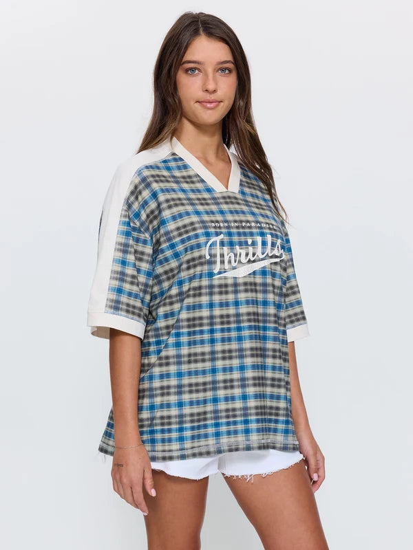 THRILLS DESERT REVERB V NECK OVERSIZED TEE – DUSTY BLUE