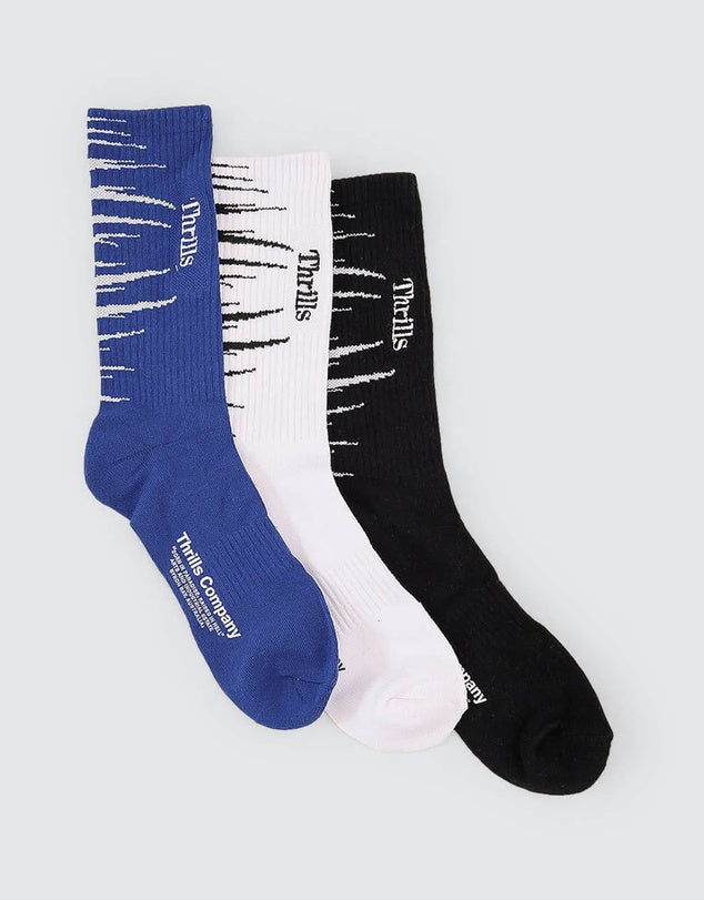 THRILLS EYES IN THE GRASS 3 PACK SOCKS UNISEX CREW GRAPHIC STREET STYLE