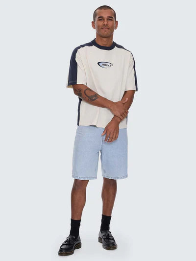 FUSION PANEL BOX FIT OVERSIZE CROPPED TEE - WHITE