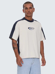 FUSION PANEL BOX FIT OVERSIZE CROPPED TEE - WHITE