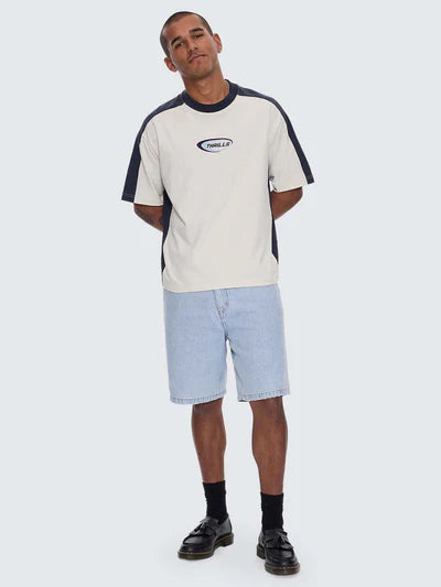 FUSION PANEL BOX FIT OVERSIZE CROPPED TEE - WHITE