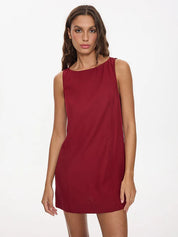 KNOX MINI DRESS - GARMET RED