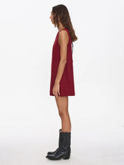 KNOX MINI DRESS - GARMET RED