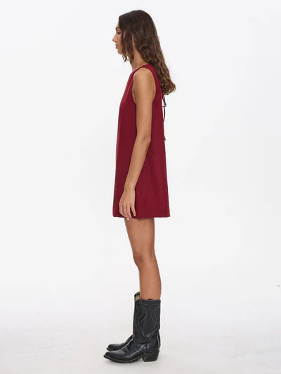 KNOX MINI DRESS - GARMET RED