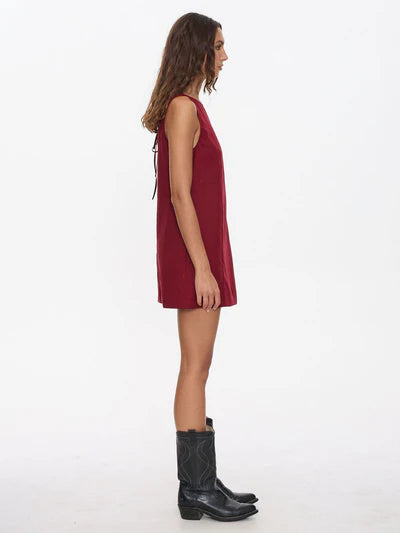 KNOX MINI DRESS - GARMET RED