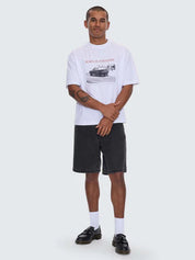 METAL AND DUST BOX FIT OVERSIZE CROPPED TEE - WHITE