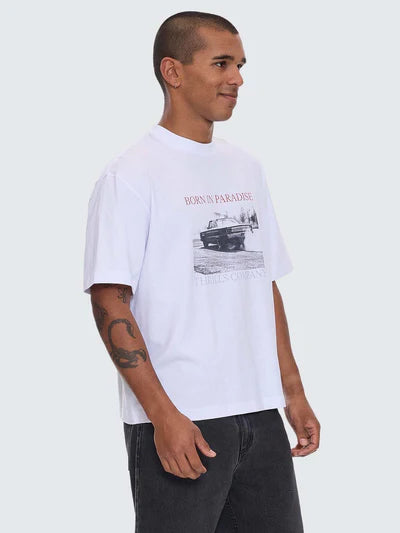 METAL AND DUST BOX FIT OVERSIZE CROPPED TEE - WHITE