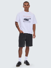 METAL AND DUST BOX FIT OVERSIZE CROPPED TEE - WHITE