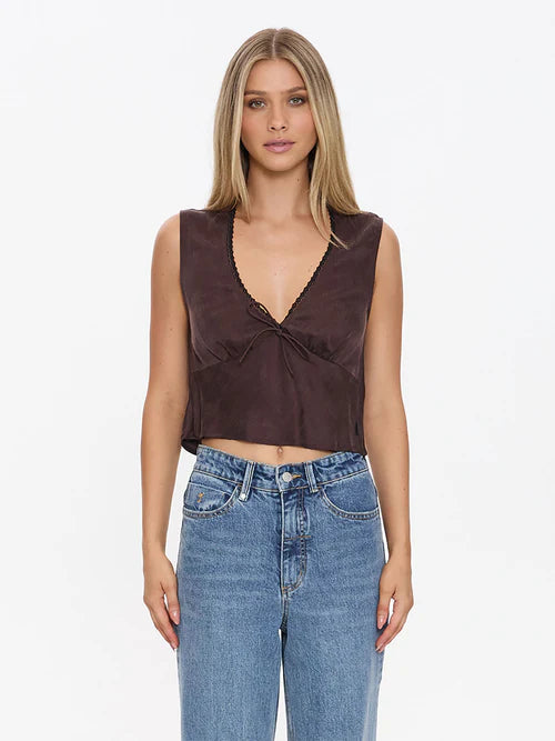 NELLIE TOP - POSTAL BROWN