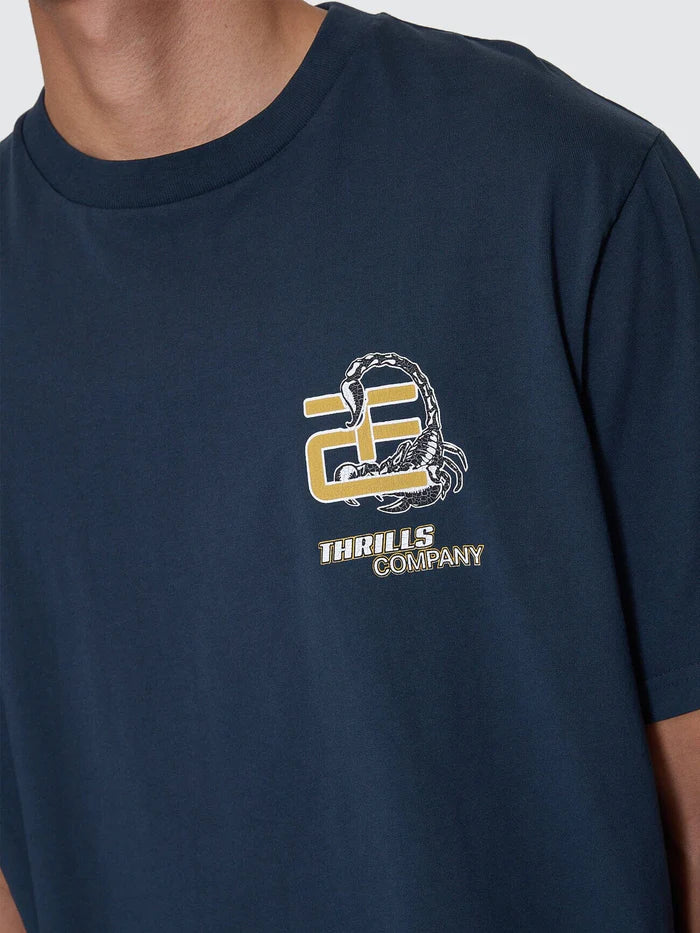 THRILLS PARADISE FALLING MERCH FIT TEE MENS GRAPHIC TSHIRT FEDERAL BLUE