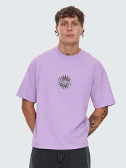 PEACE POWER EMBRO BOX FIT OVERSIZE CROPPED TEE - LUPINE