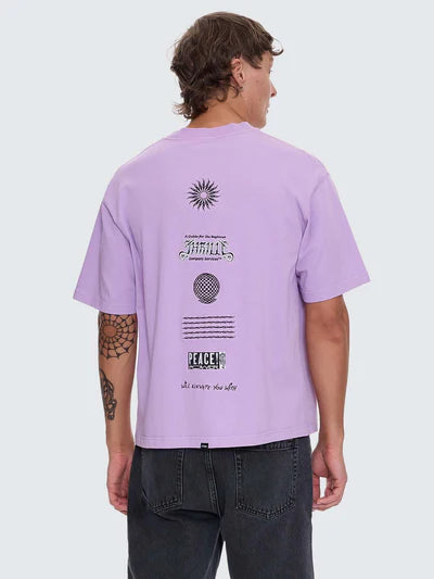 PEACE POWER EMBRO BOX FIT OVERSIZE CROPPED TEE - LUPINE