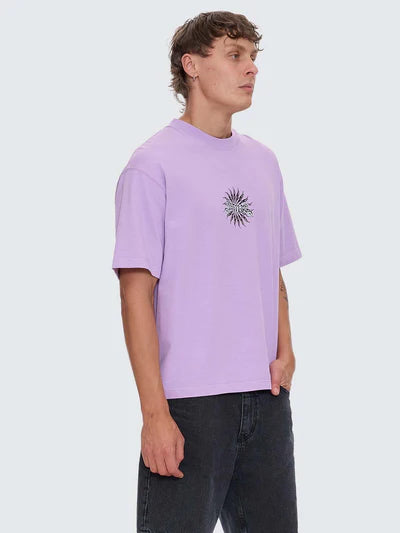 PEACE POWER EMBRO BOX FIT OVERSIZE CROPPED TEE - LUPINE