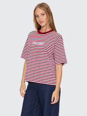 THRILLS PRIMITIVE STRIPE SQUARE TEE – SOUR CHERRY STRIPE