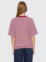 THRILLS PRIMITIVE STRIPE SQUARE TEE – SOUR CHERRY STRIPE