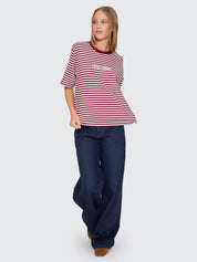 THRILLS PRIMITIVE STRIPE SQUARE TEE – SOUR CHERRY STRIPE