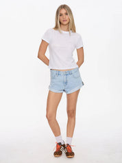 THRILLS REMI ROLLED LOW RISE BAGGY DENIM SHORT WOMENS STREET FIT – SERENITY BLUE