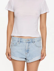 THRILLS REMI ROLLED LOW RISE BAGGY DENIM SHORT WOMENS STREET FIT – SERENITY BLUE