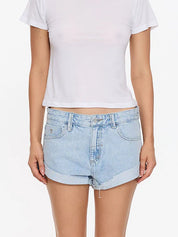 THRILLS REMI ROLLED LOW RISE BAGGY DENIM SHORT WOMENS STREET FIT – SERENITY BLUE