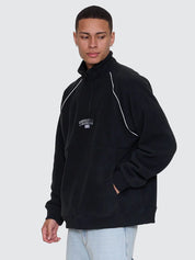 THRILLS THRILL OF VICTORY RAGLAN QUARTER ZIP POLAR FLEECE MENS SWEATER FADED BLACK