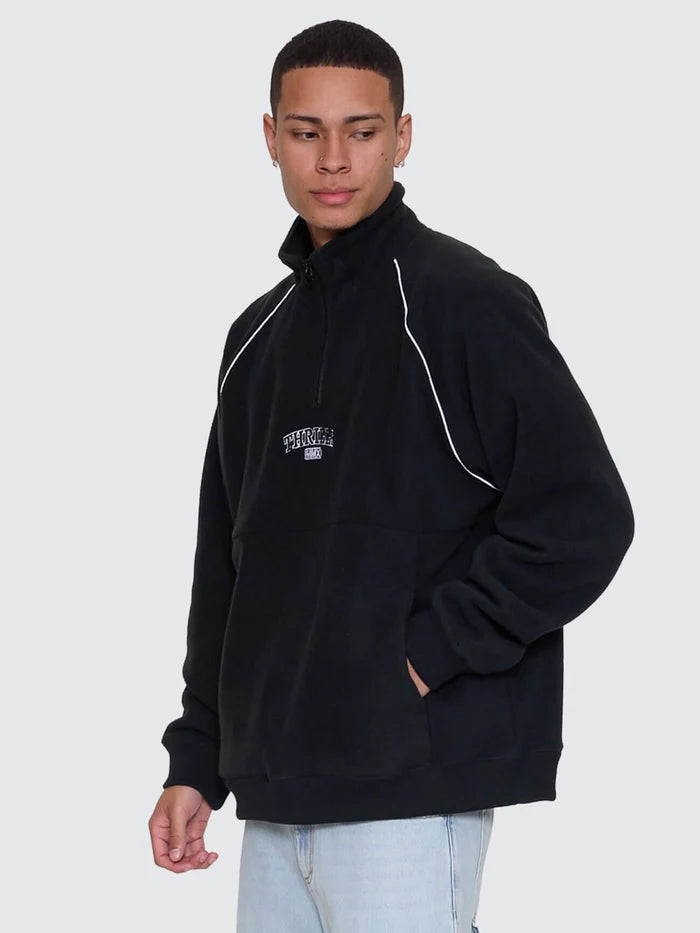THRILLS THRILL OF VICTORY RAGLAN QUARTER ZIP POLAR FLEECE MENS SWEATER FADED BLACK