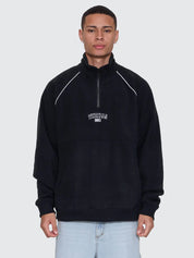 THRILLS THRILL OF VICTORY RAGLAN QUARTER ZIP POLAR FLEECE MENS SWEATER FADED BLACK