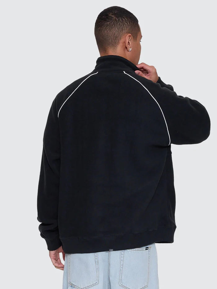 THRILLS THRILL OF VICTORY RAGLAN QUARTER ZIP POLAR FLEECE MENS SWEATER FADED BLACK