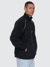 THRILLS THRILL OF VICTORY RAGLAN QUARTER ZIP POLAR FLEECE MENS SWEATER FADED BLACK